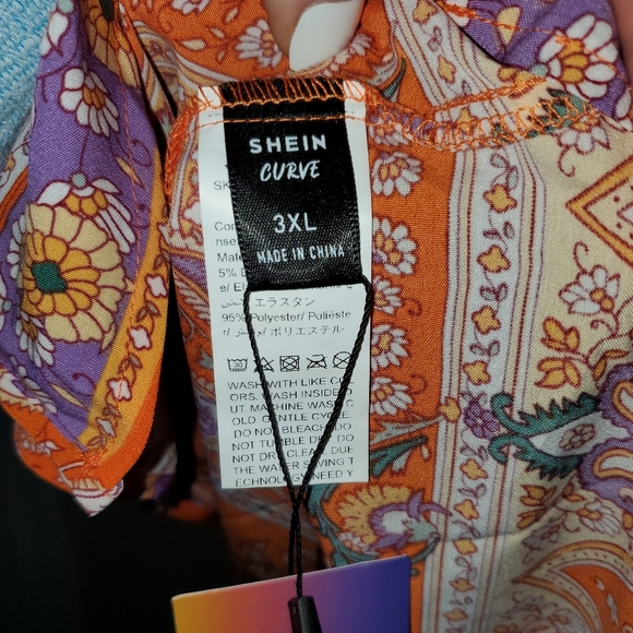 NWT Shein Boho Orange Smocked Top Dress sz. 3XL - Picture 4 of 6